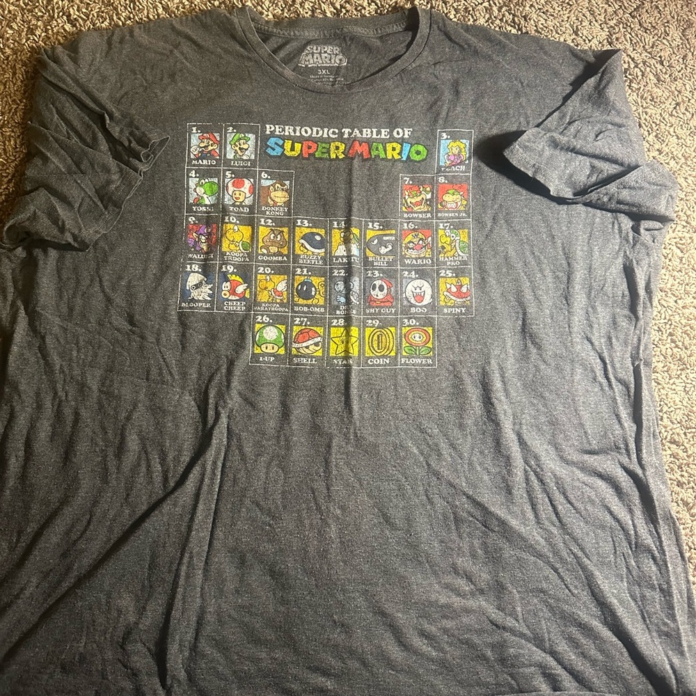 Gray Super Mario Graphic T-Shirt